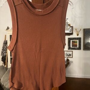 We The Free Brown Muscle Tee Tank Top